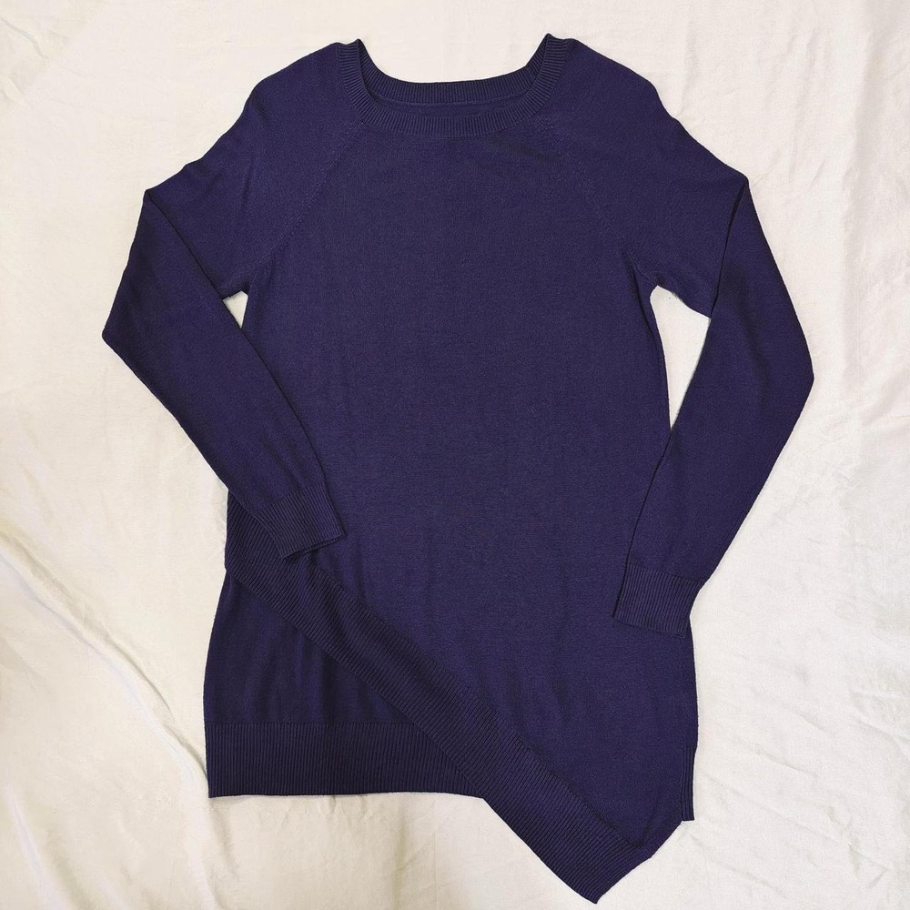 Boutique Asymmetrical Hem Tunic Sweater Deep Plum Purple Women XS Small
